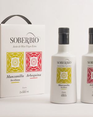 Estuche AOVE Soberbio Manzanilla y Arbequina 2 x 500 ml.